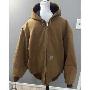 VTG Carhartt Helmets To Hardhats XL Hooded Chore Jacket J140BRN Great Condition
